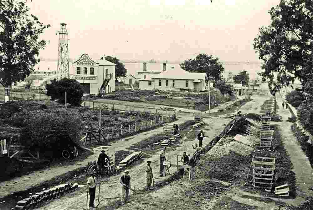 Tauranga. Workmen laying drains, circa 1912