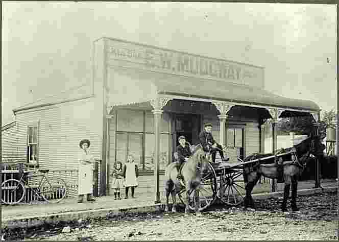 Upper Hutt. In front of the bakery of E. W. Mudgeway, 1916