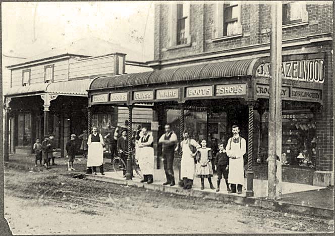 Upper Hutt. J. A. Hazelwood Drapery and Hardware store, Queen Street, 1910
