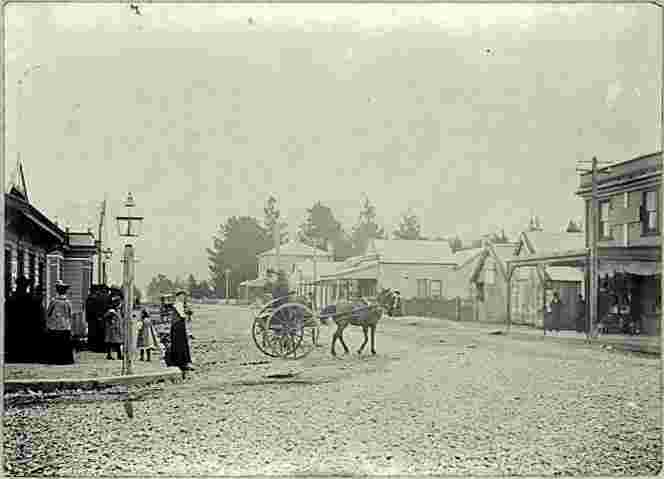 Upper Hutt. Main Road, election day, circa 1905
